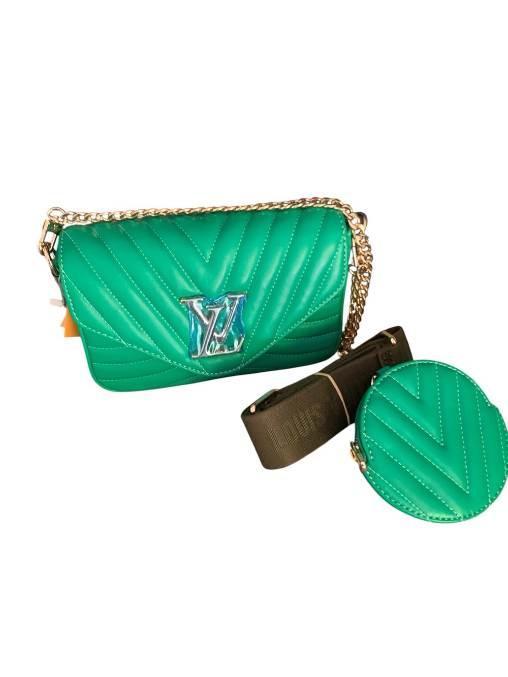 🆕 🟢✨New Wave Multi Pochette Set – Emerald Green Leather Crossbody Bag ✨🟢 - Picture 3 of 14